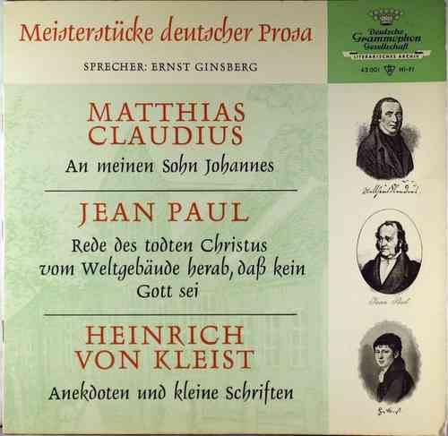 Matthias Claudius, Jean Paul, Heinrich von Kleist - Meisterstücke deutscher Prosa (Ginsberg)